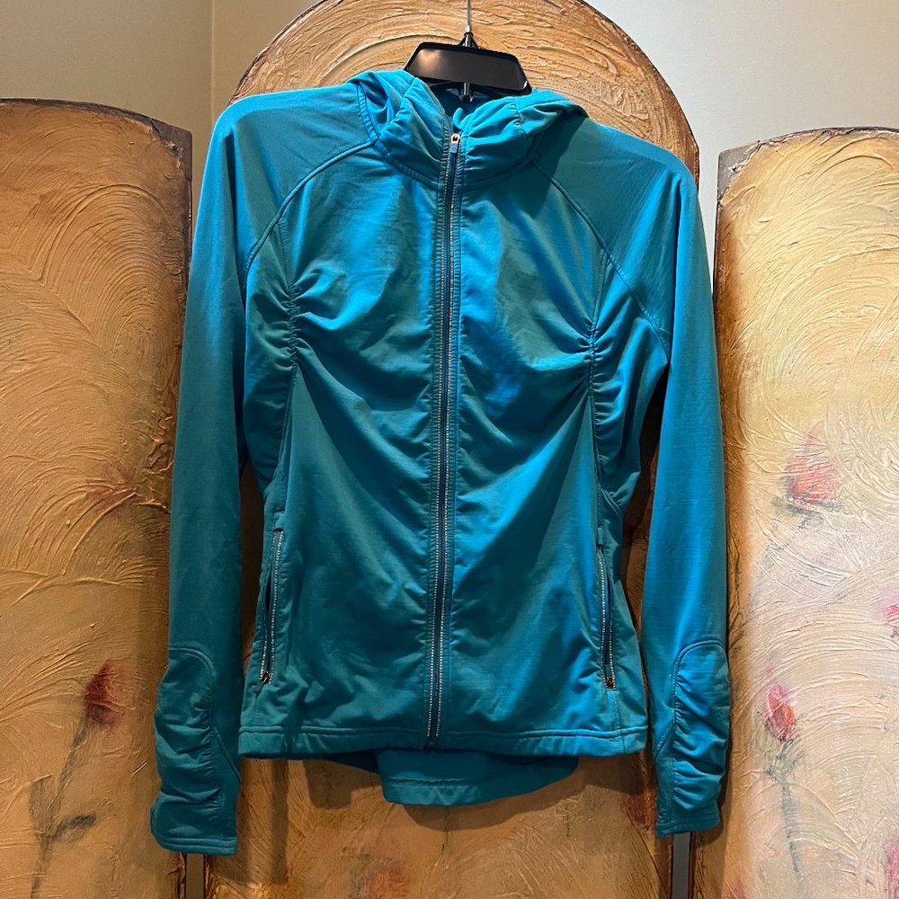 Athleta workout zip-up hoodie turquoise blue